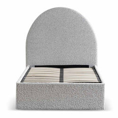 Single Sized Bed Frame - Cloudy Pepper Boucle with Storage