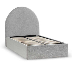 Single Sized Bed Frame - Cloudy Pepper Boucle with Storage