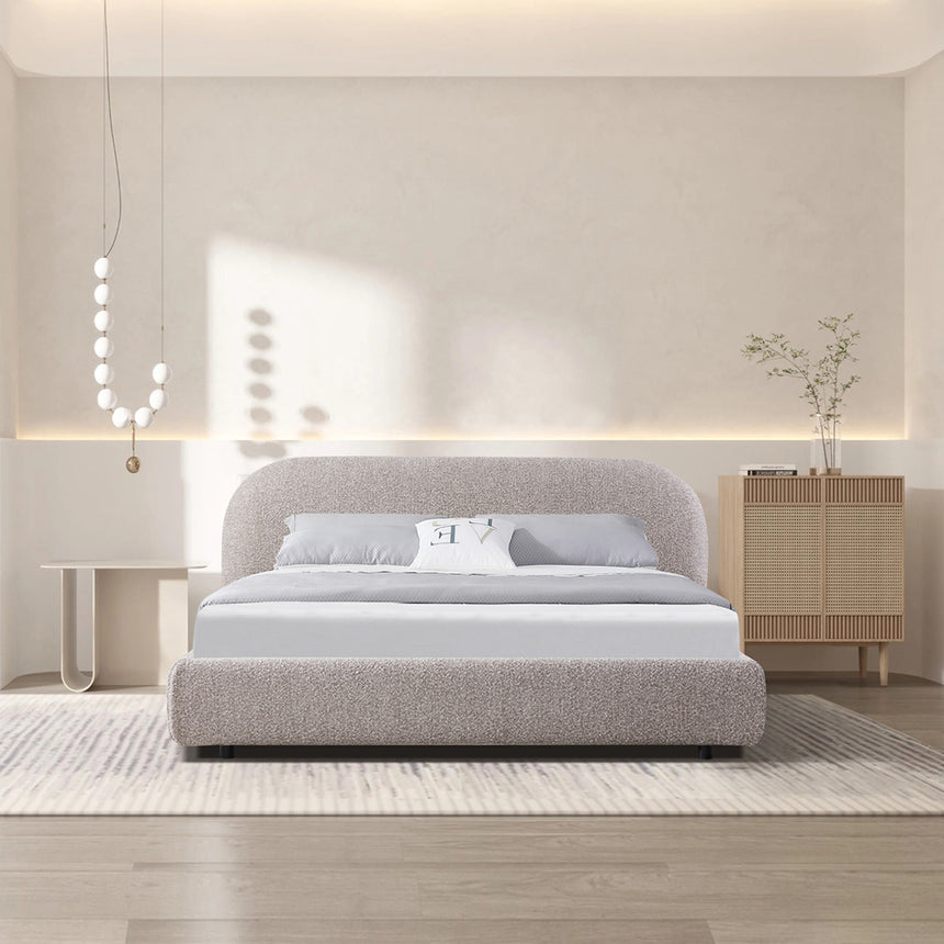 King Bed Frame - Olive Brown Boucle - View 3
