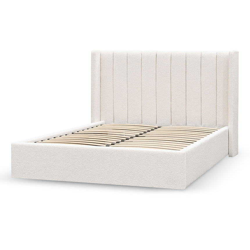 Wide Base Queen Sized Bed Frame - Snow Boucle - View 3