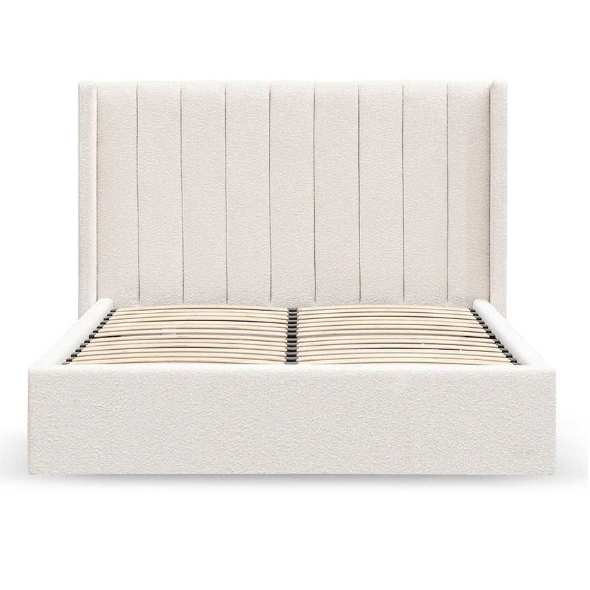 Wide Base Queen Sized Bed Frame - Snow Boucle - View 2