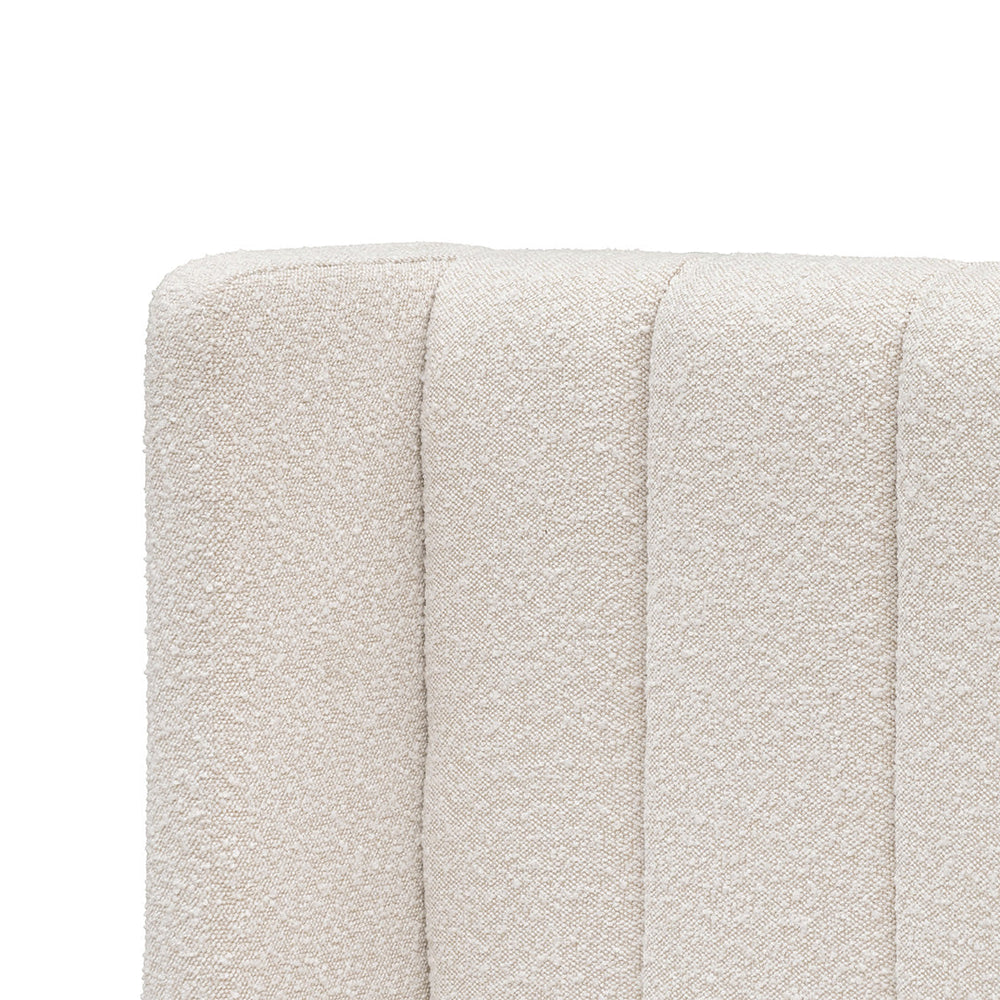 Wide Base King Sized Bed Frame - Snow Boucle - View 7