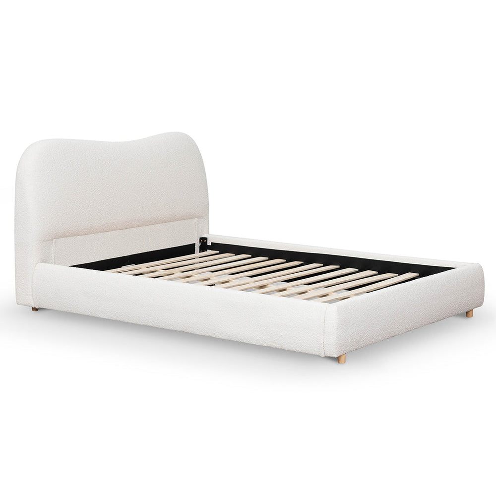 Queen Bed Frame - Cream White Boucle - View 3