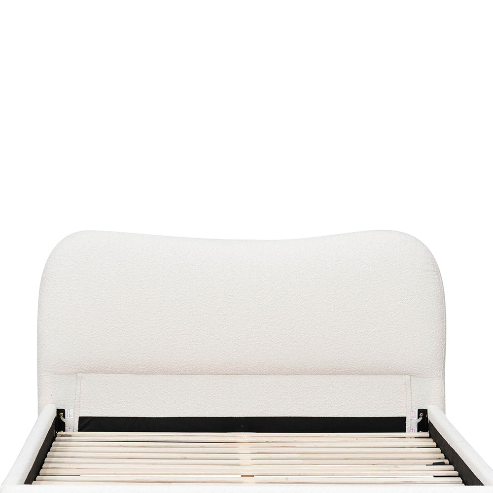 Queen Bed Frame - Cream White Boucle - View 5