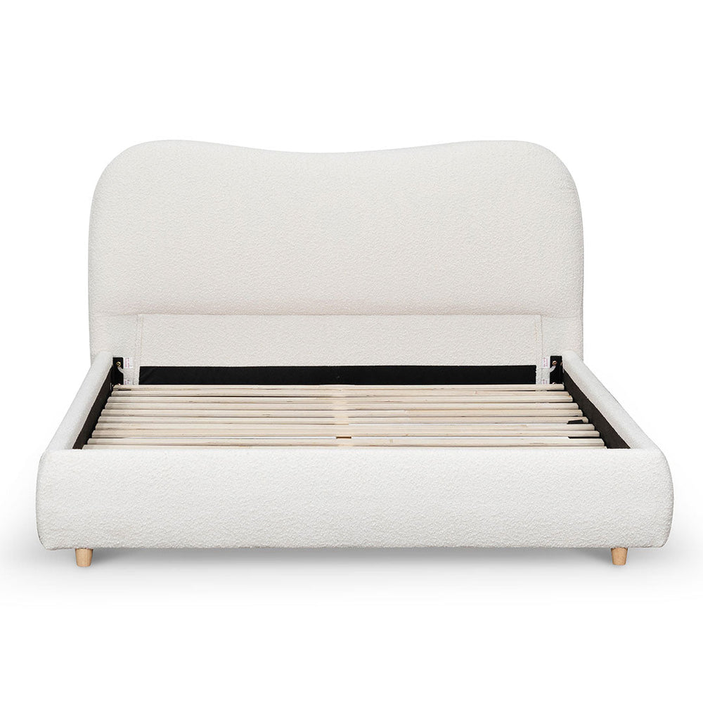 Queen Bed Frame - Cream White Boucle - View 4