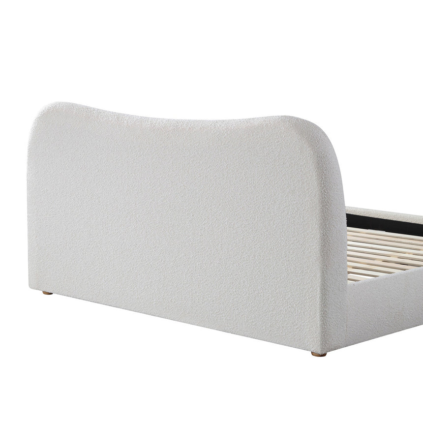 King Bed Frame - Cream White Boucle - View 12