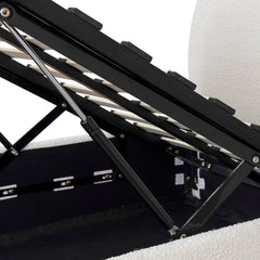 CBD8364-YO Single Sized Bed Frame - Antique White Boucle with Storage