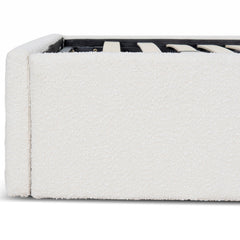 CBD8364-YO Single Sized Bed Frame - Antique White Boucle with Storage