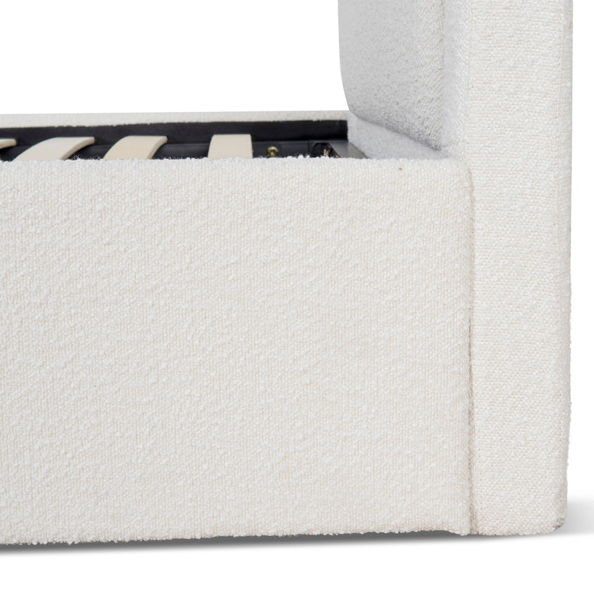 Single Sized Bed Frame - Antique White Boucle with Storage - View 13