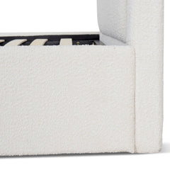 CBD8364-YO Single Sized Bed Frame - Antique White Boucle with Storage
