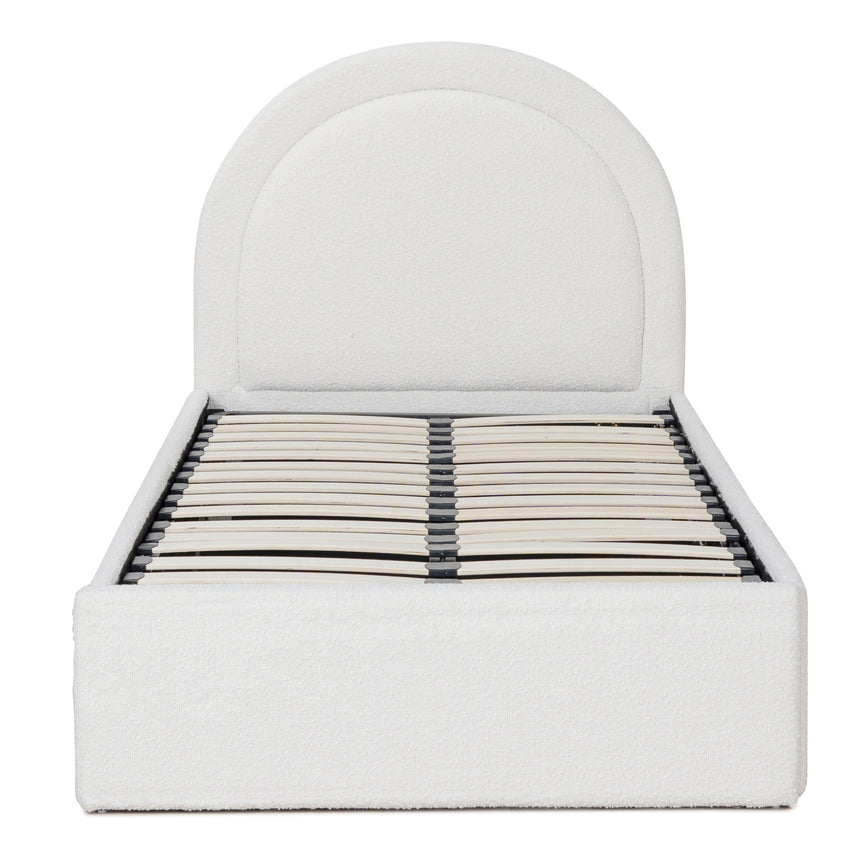 Single Sized Bed Frame - Antique White Boucle with Storage - View 3