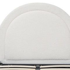 CBD8364-YO Single Sized Bed Frame - Antique White Boucle with Storage