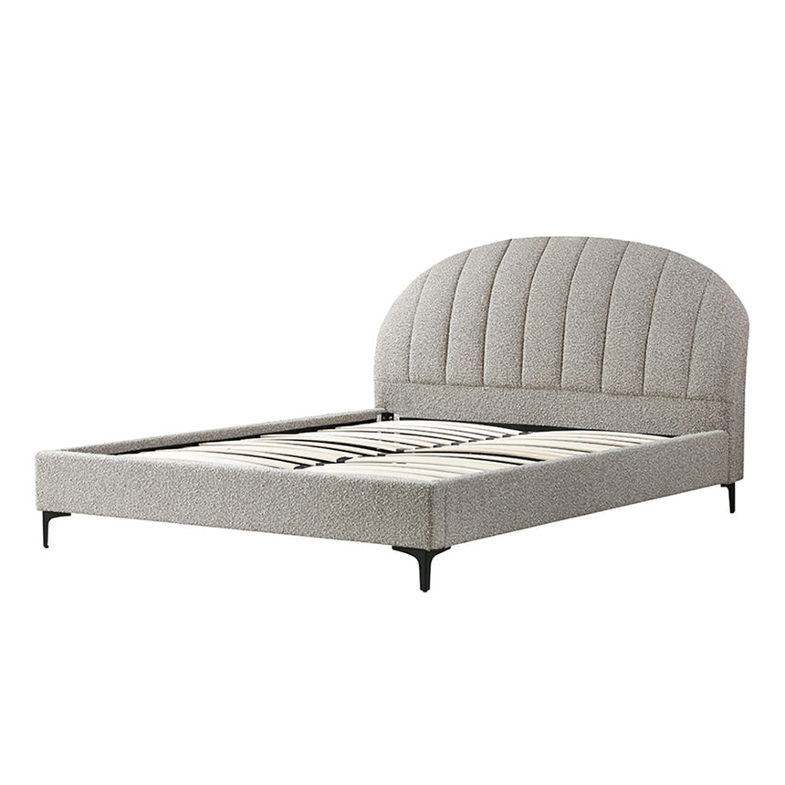 Fabric Queen Bed Frame - Olive brown boucle - View 8