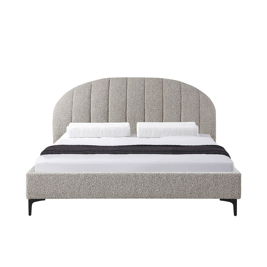 Fabric Queen Bed Frame - Olive brown boucle - View 4