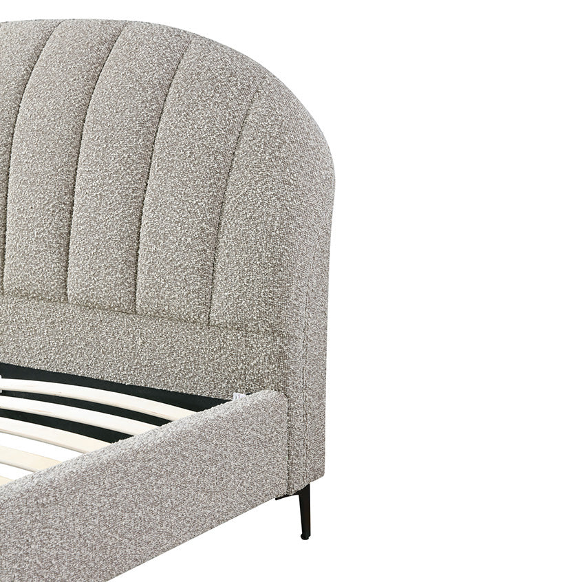 Fabric Queen Bed Frame - Olive brown boucle - View 12