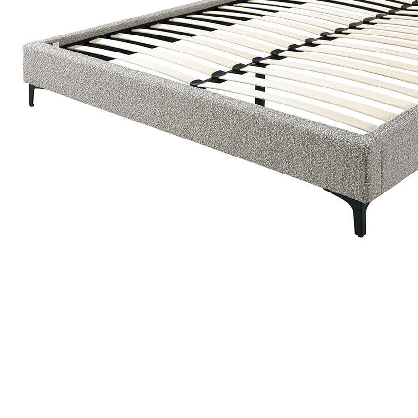 Fabric Queen Bed Frame - Olive brown boucle - View 13