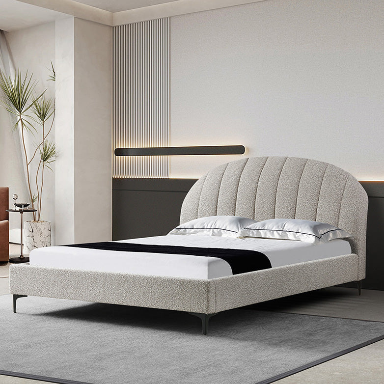 Fabric Queen Bed Frame - Olive brown boucle - View 2
