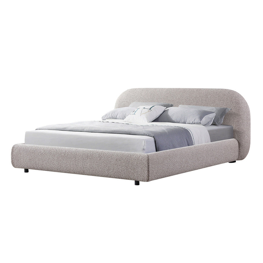 Queen Bed Frame - Olive Brown Boucle
