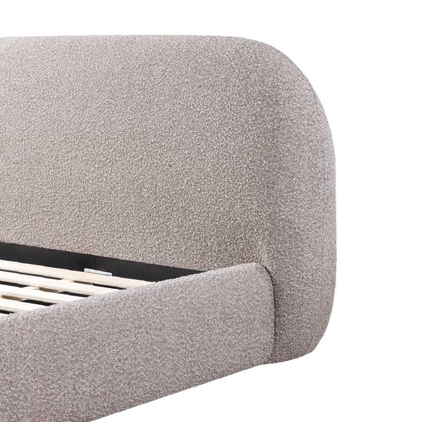 King Bed Frame - Olive Brown Boucle - View 12