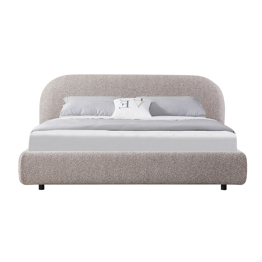 King Bed Frame - Olive Brown Boucle - View 6