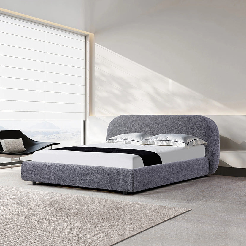 King Bed Frame - Charcoal Pepper Boucle - View 2