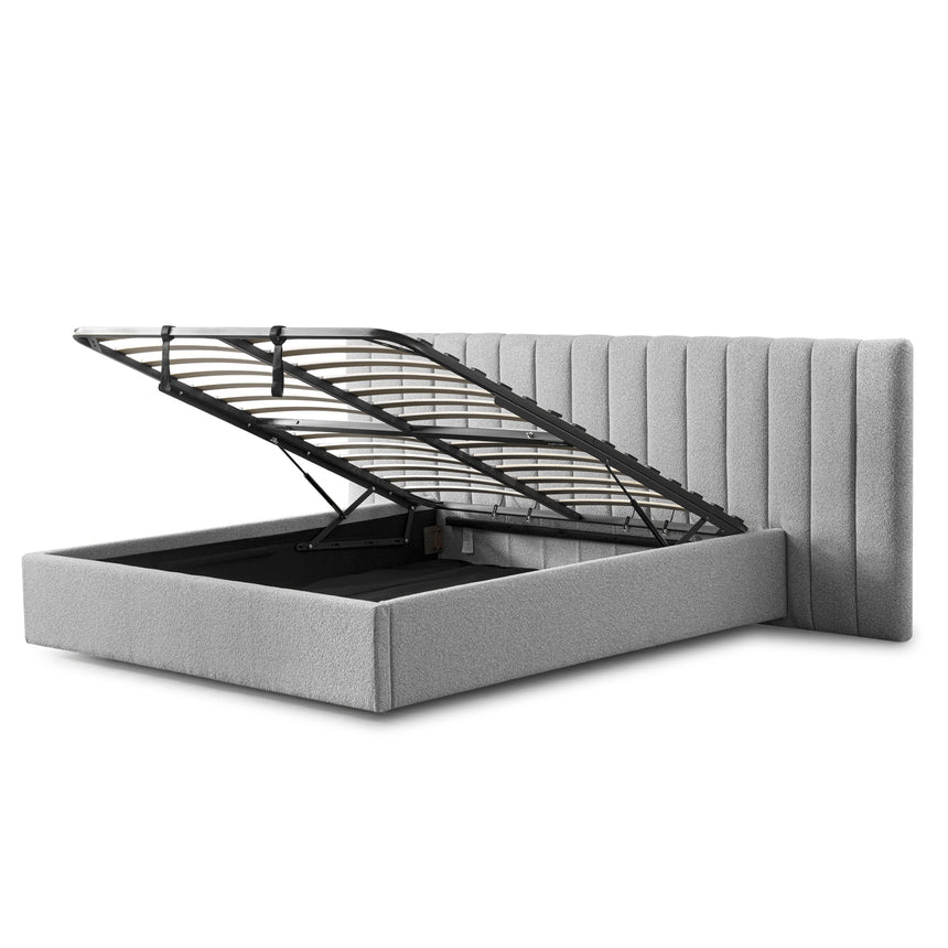 Wide Base Queen Bed Frame - Spec Grey with Storage - View 11