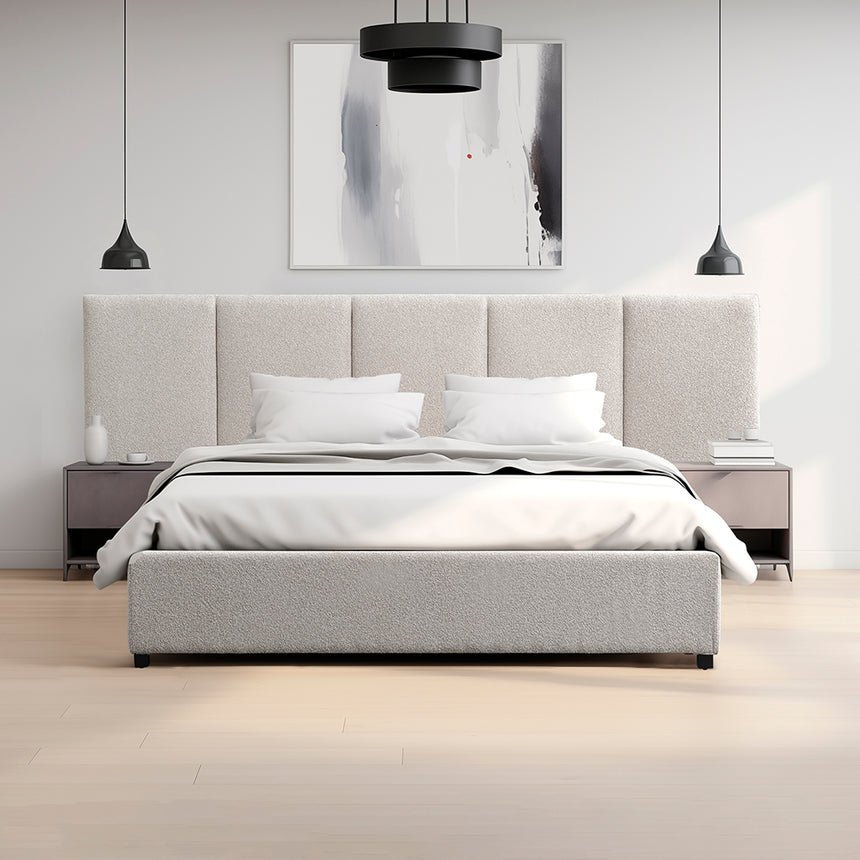 King Bed Frame - Clay Grey with Storage - View 2