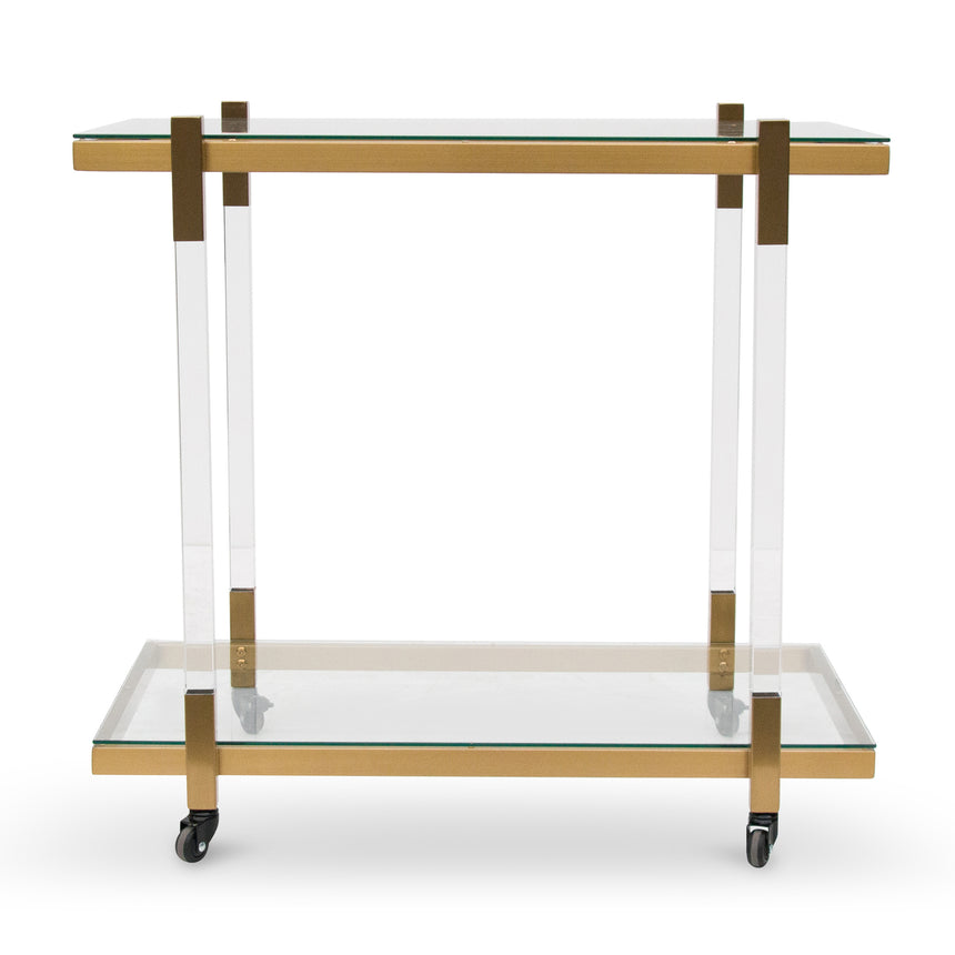 Glass Bar Cart - Brushed Gold - View 2