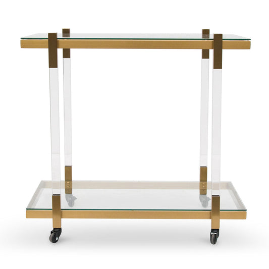 CBR6940-BS Glass Bar Cart - Brushed Gold
