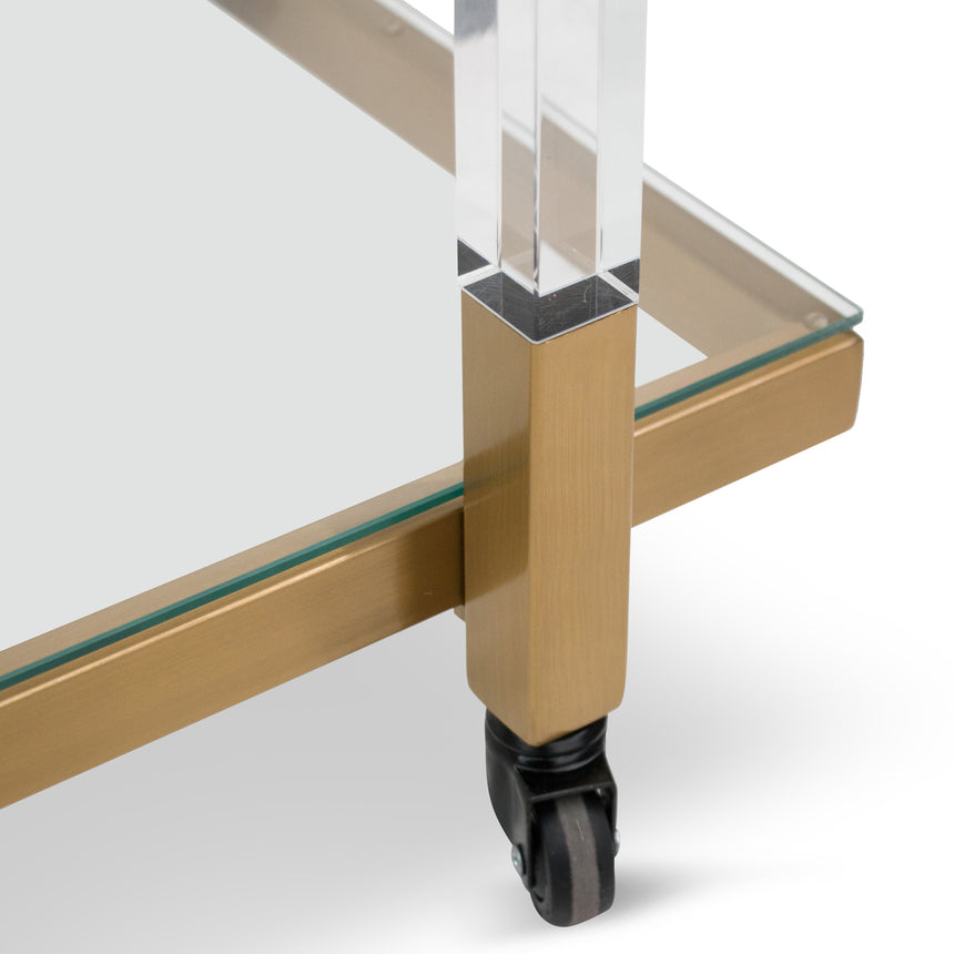Glass Bar Cart - Brushed Gold - View 6