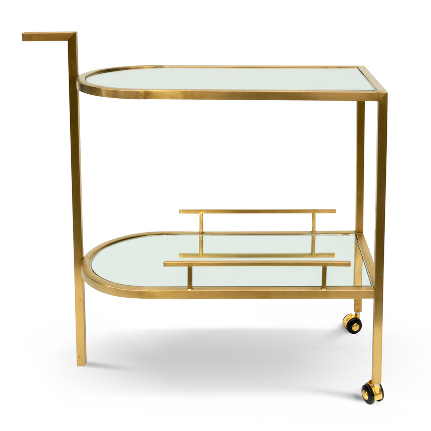 Bar Cart - Mirror and Gold Base - View 2