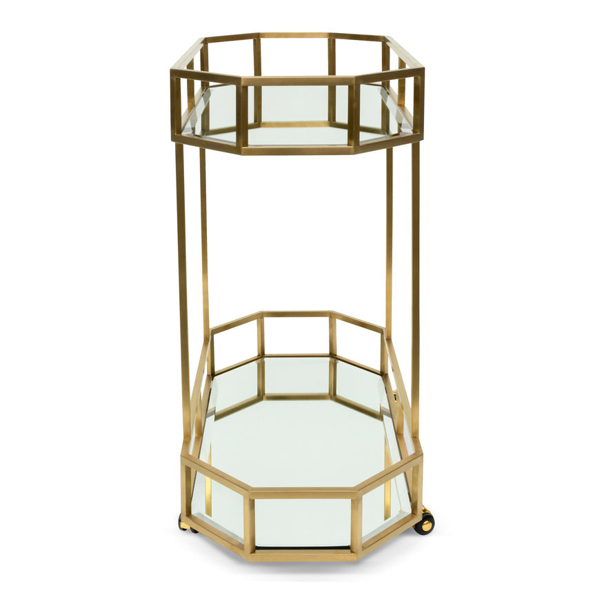 Bar Cart - Mirror and Gold Base - View 3