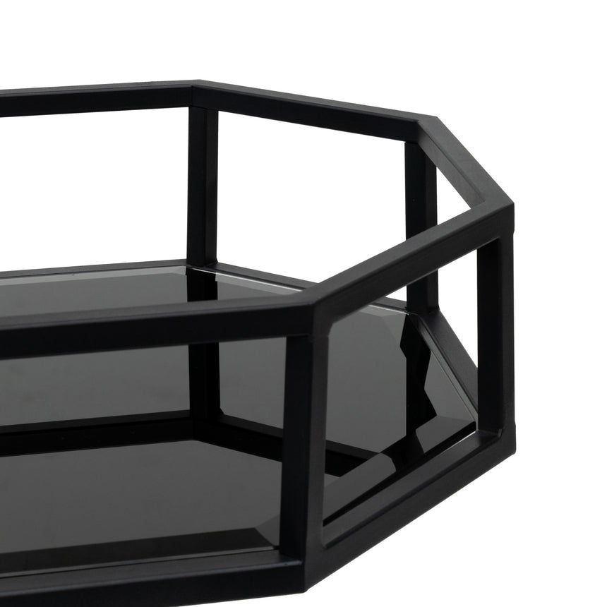 Bar Cart - Mirror and Black Base - View 4