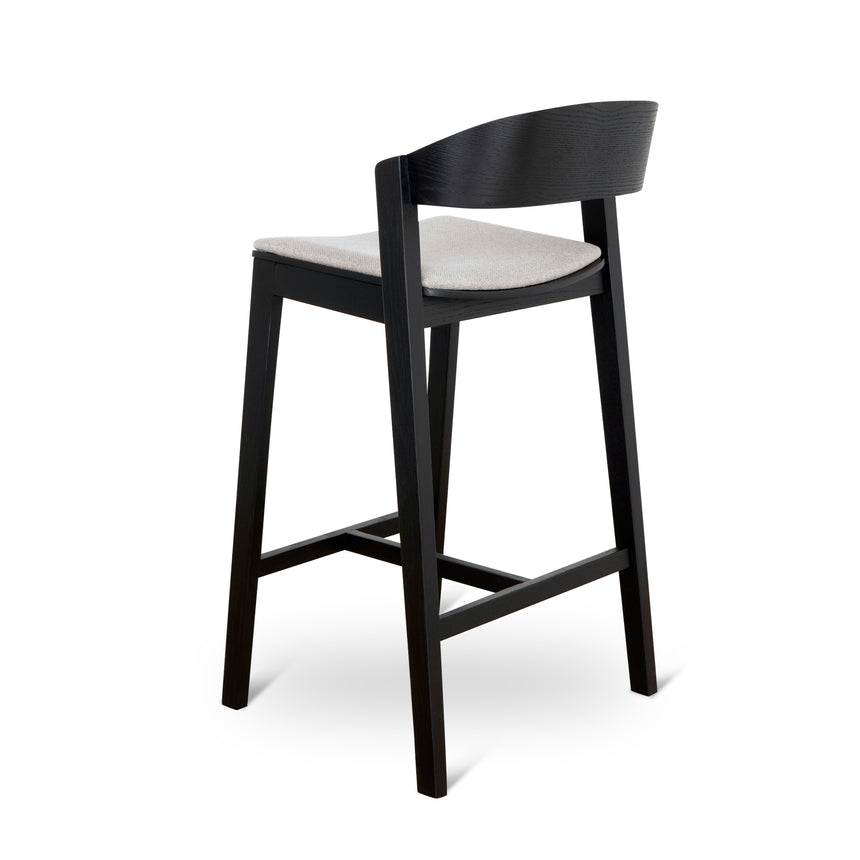 Black Bar Stool - Grey Seat - View 3