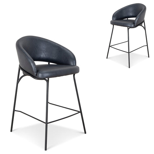 Fabric Bar Stool | Full Black (Set of 2) | Myka Home