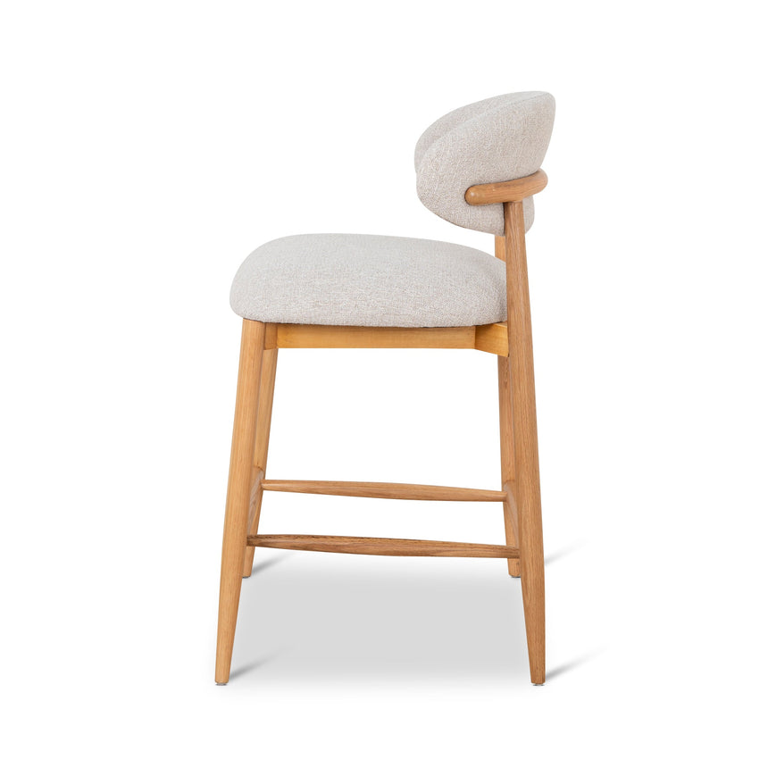 65cm Coastal Beige Bar Stool - Natural Oak - View 3
