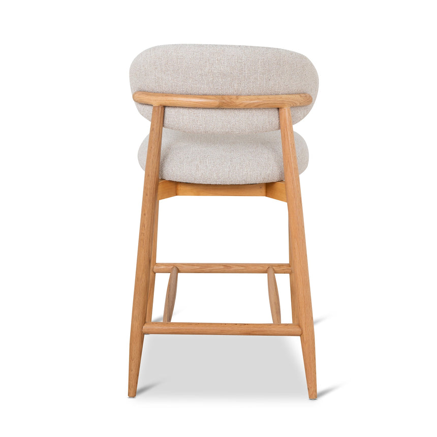 65cm Coastal Beige Bar Stool - Natural Oak - View 6