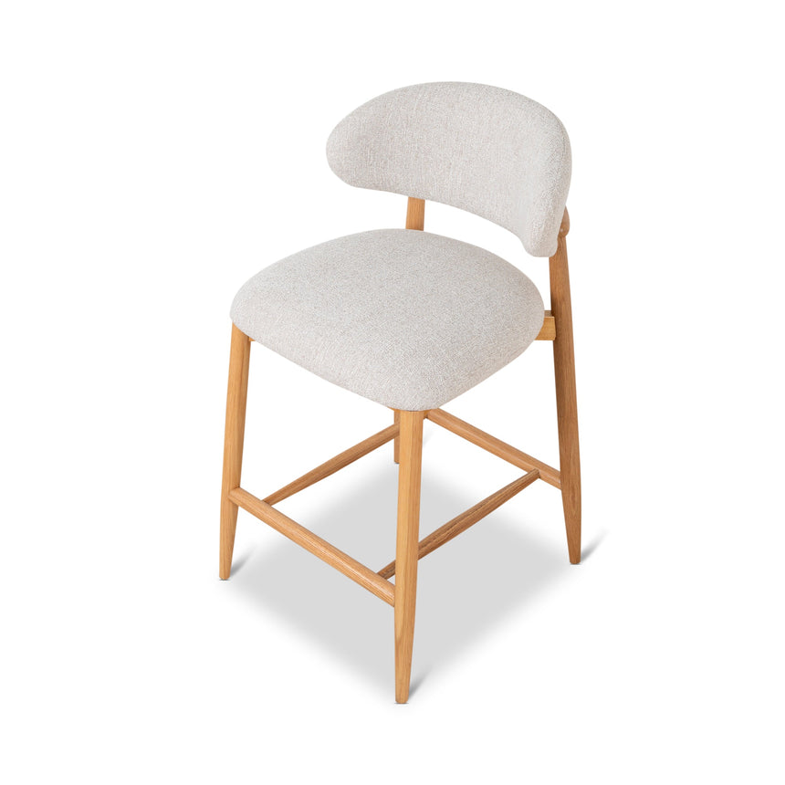 65cm Coastal Beige Bar Stool - Natural Oak - View 4