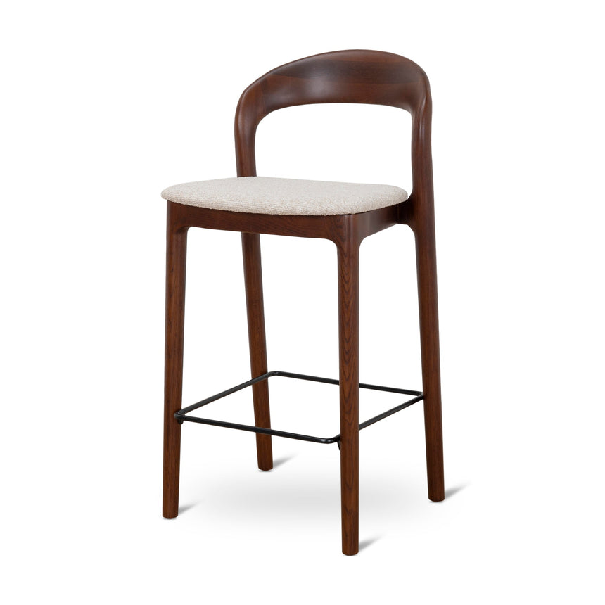 65cm Dark Brown Bar Stool - Beige (Set of 2) - View 2