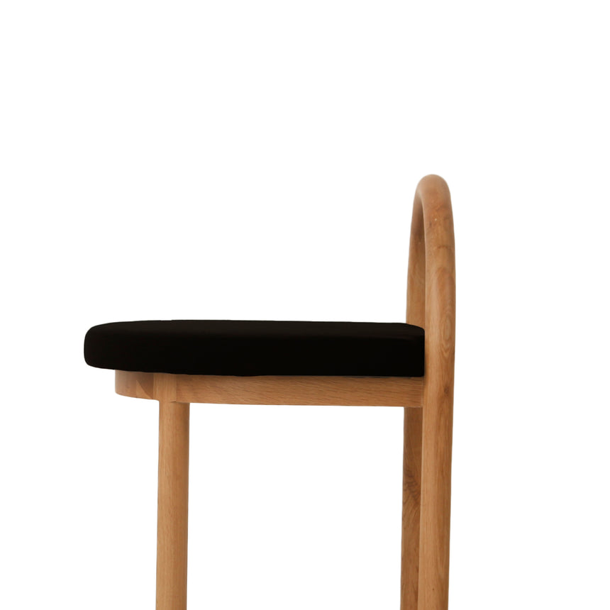 66cm Natural Bar Stool - Black Seat - View 7