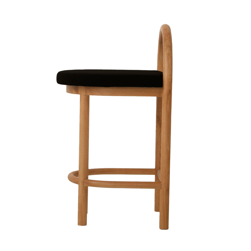 66cm Natural Bar Stool - Black Seat - View 3
