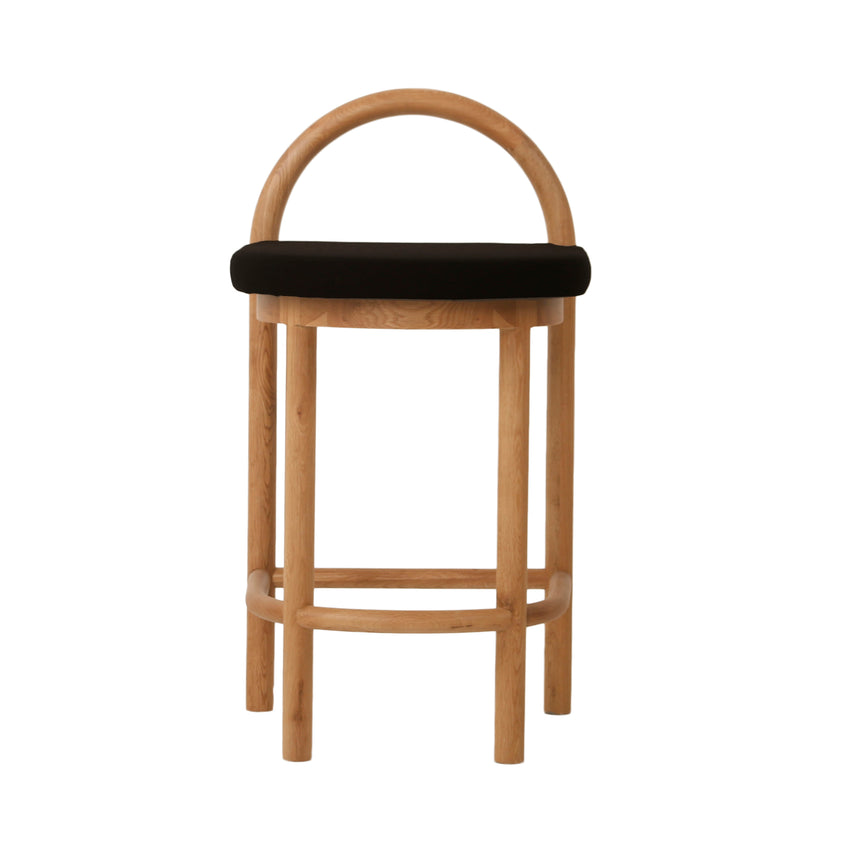 66cm Natural Bar Stool - Black Seat - View 4