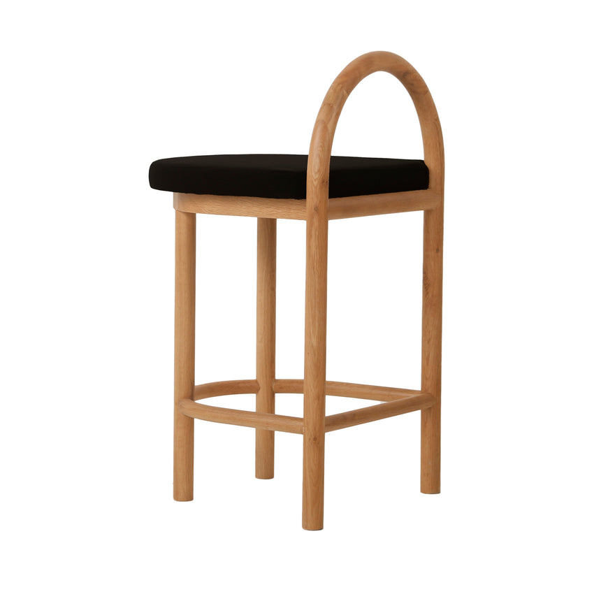 66cm Natural Bar Stool - Black Seat - View 8
