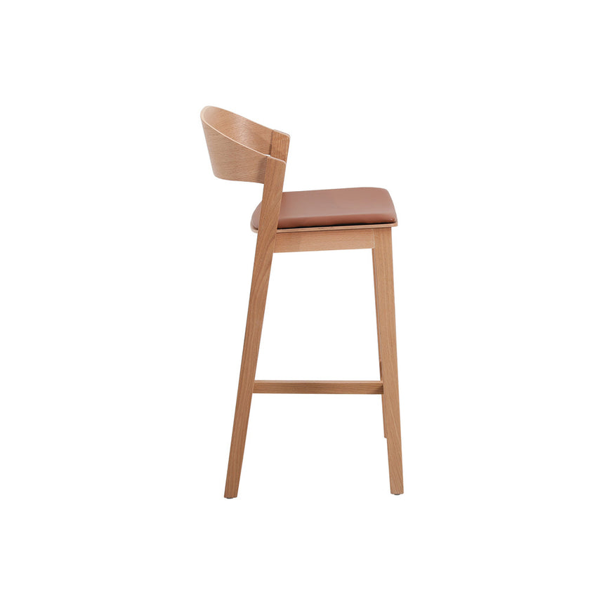 Natural Bar Stool - Brown Seat - View 3