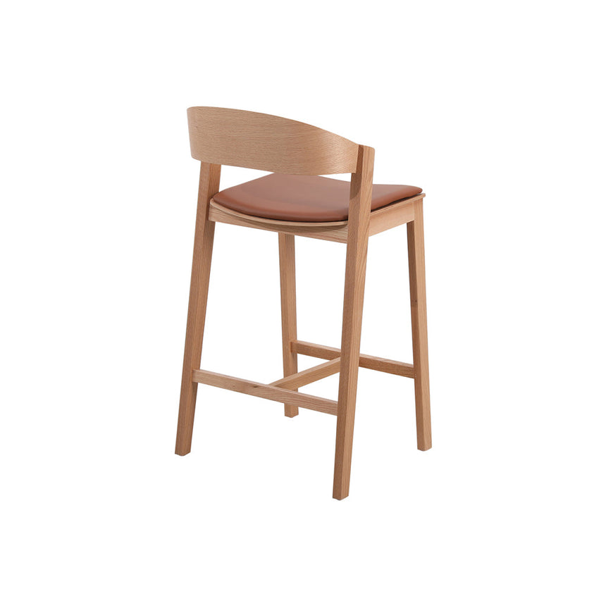 Natural Bar Stool - Brown Seat - View 4