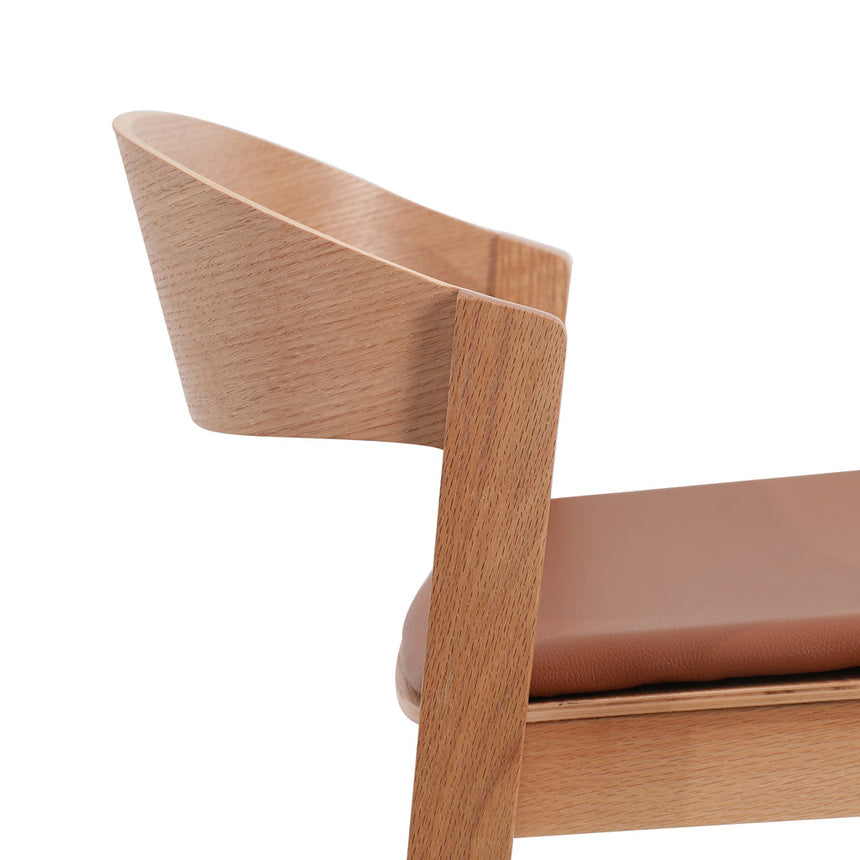 Natural Bar Stool - Brown Seat - View 6