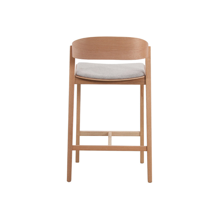 Natural Bar Stool - Grey Seat - View 5