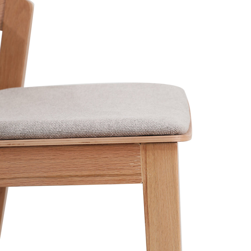 Natural Bar Stool - Grey Seat - View 7