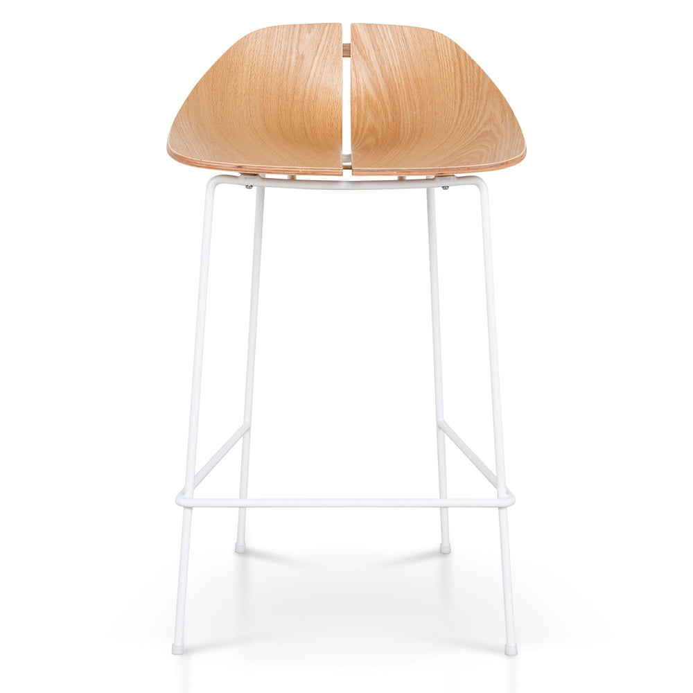 65cm Matte White Bar Stool | Natural | Myka Home - View 2