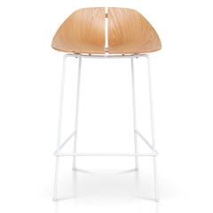 65cm Matte White Bar Stool | Natural | Myka Home